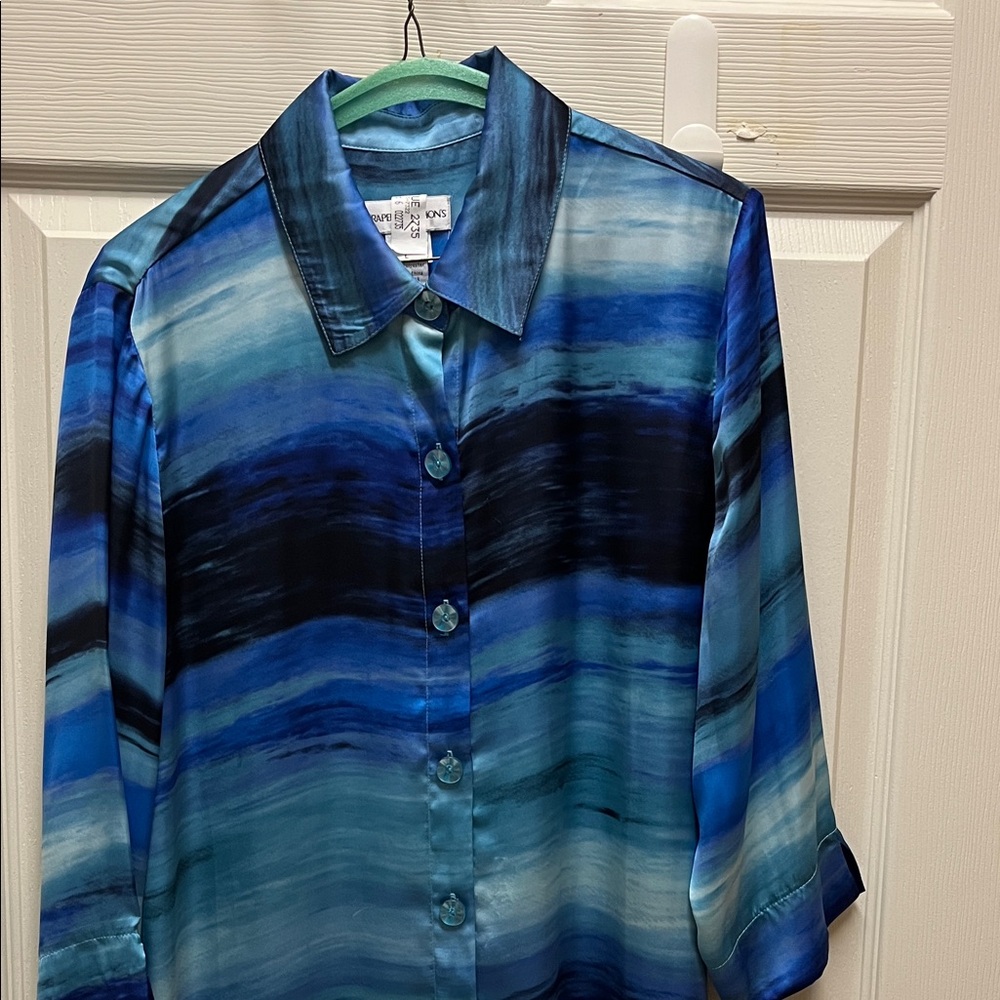 Watercolor Stripe Blue Button-Down Shirt
